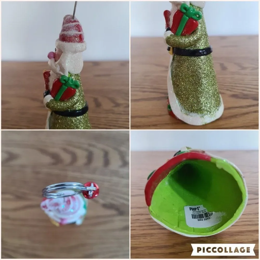 Pier 1 Modeled Polymer Clay Santa Spiral Photo Message Notecard Holder Figurine